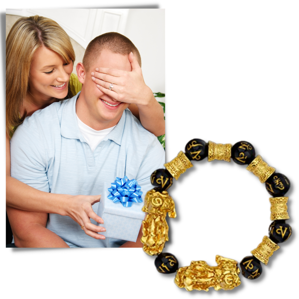 Pulsera de obsidiana negra y dorada - Ozerty