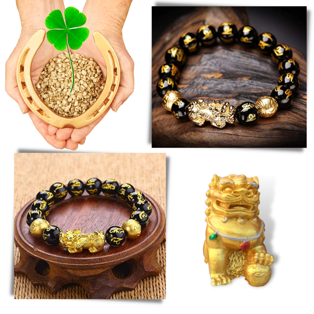 Pulsera de obsidiana negra y dorada - Ozerty