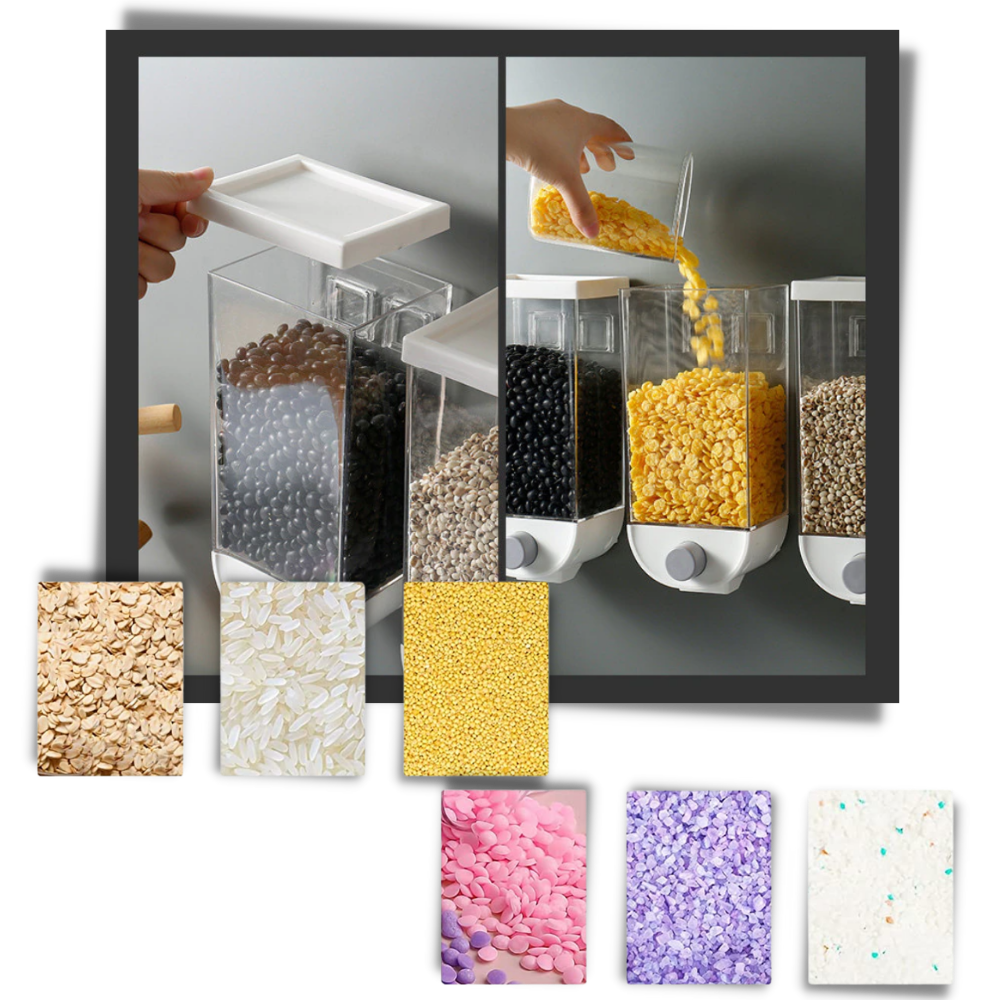 Dispensador de cereales adhesivo de pared - Ozerty