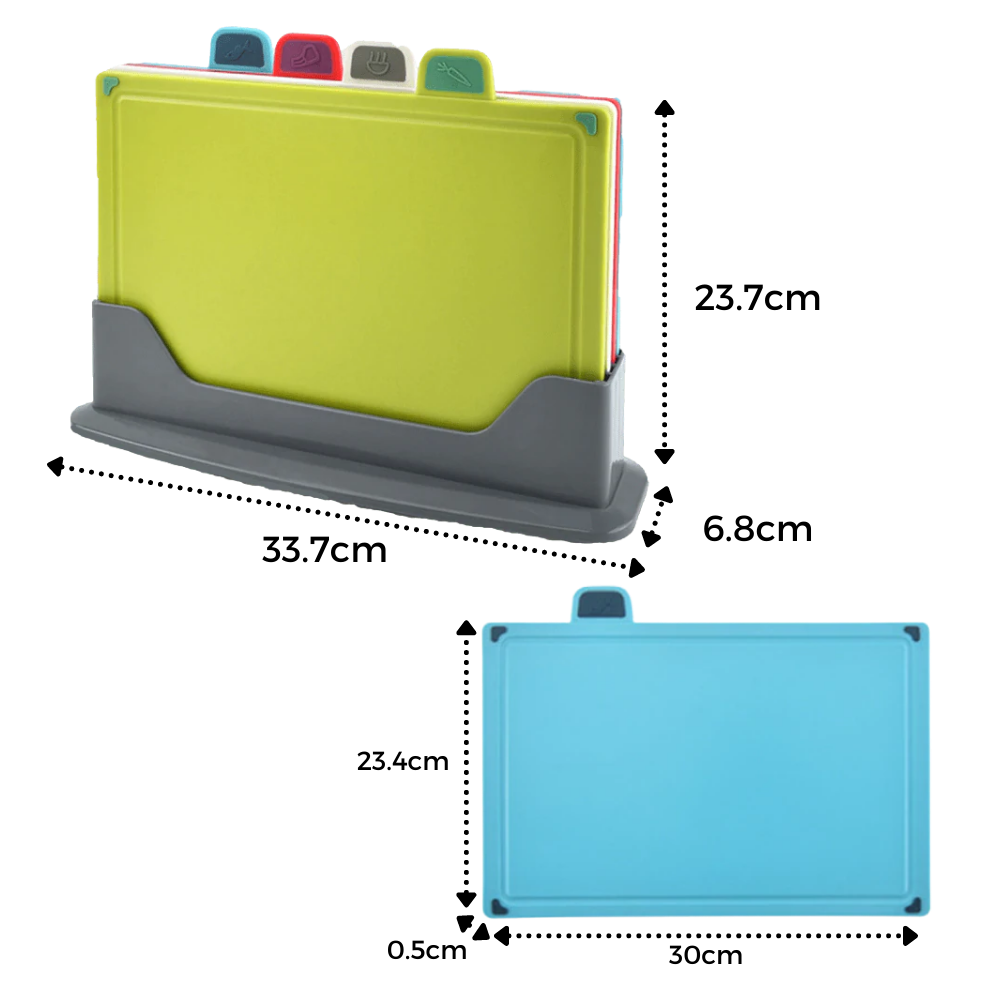 Juego de 4 tablas de cortar con soporte - Ozerty