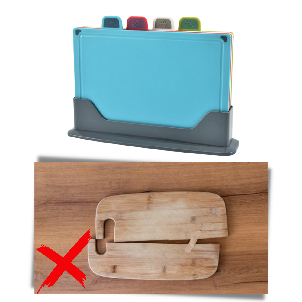 Juego de 4 tablas de cortar con soporte - Ozerty