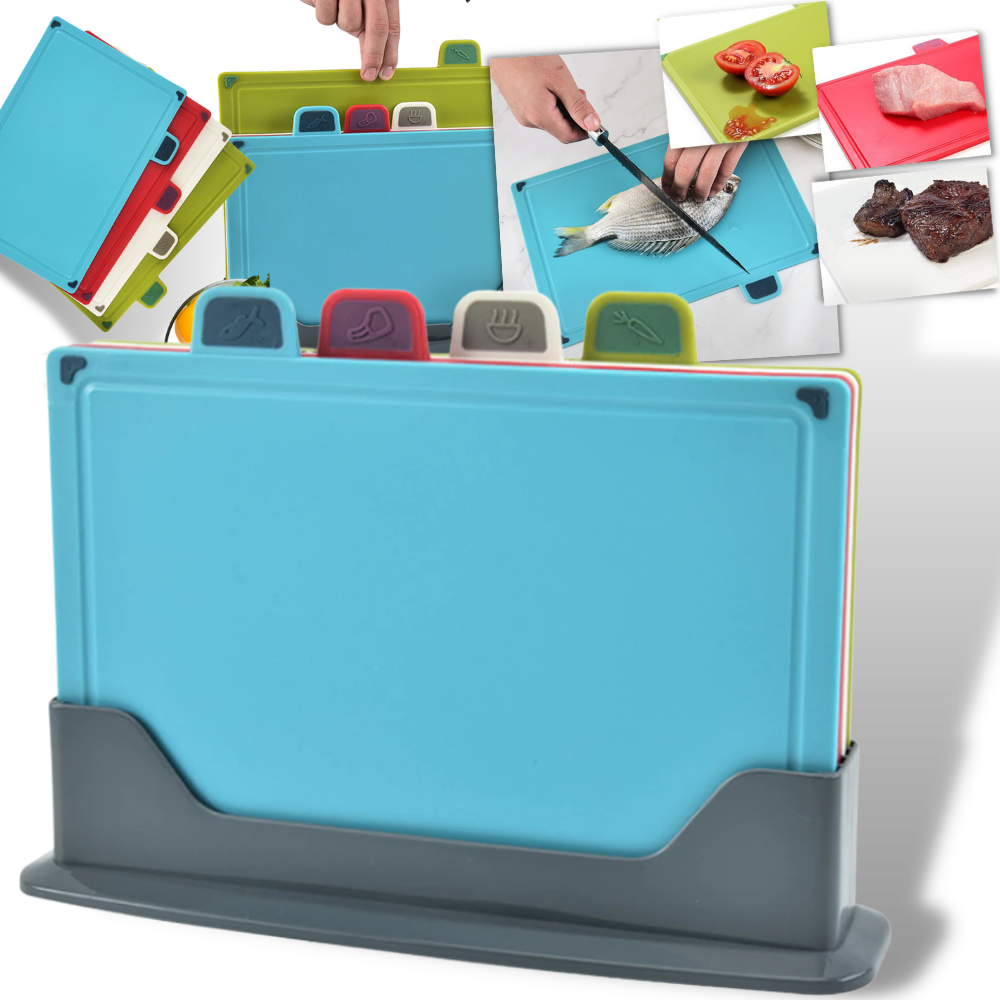 Juego de 4 tablas de cortar con soporte - Ozerty