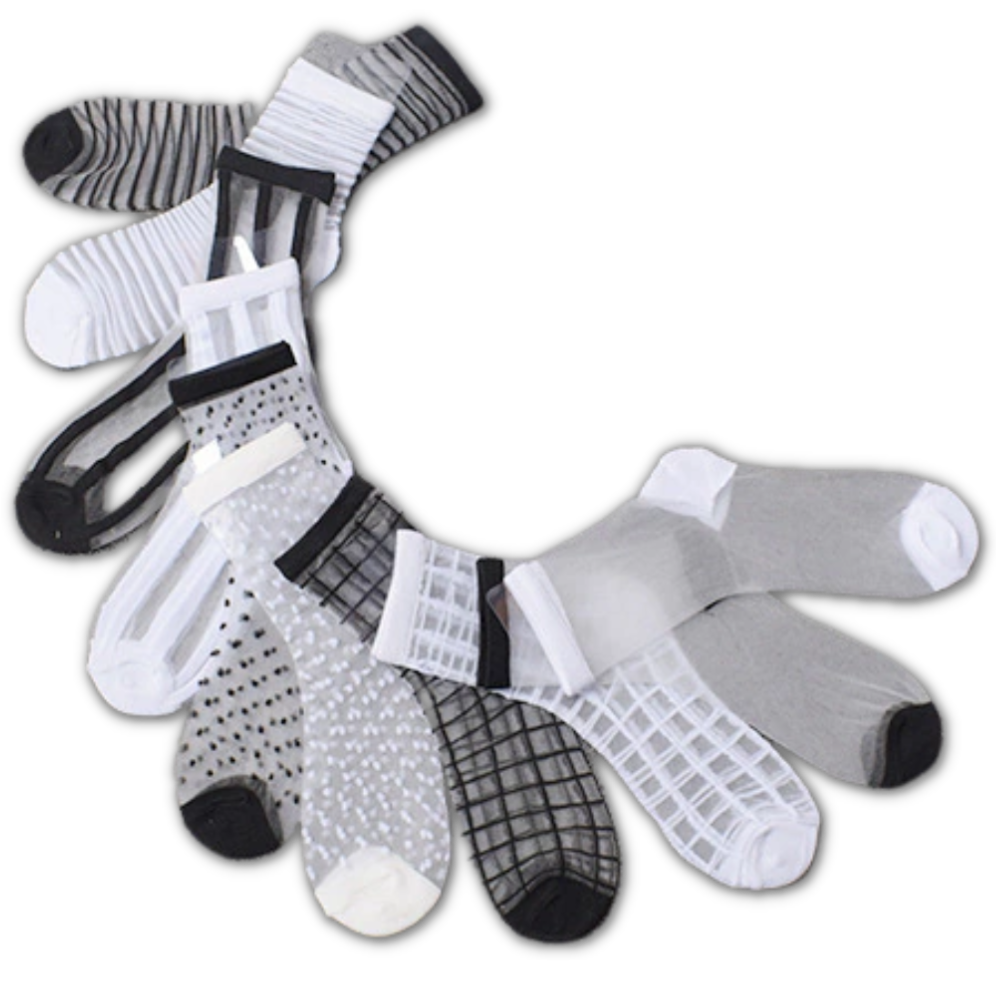 (10 Pares) Calcetines de moda transparentes para mujer - Ozerty