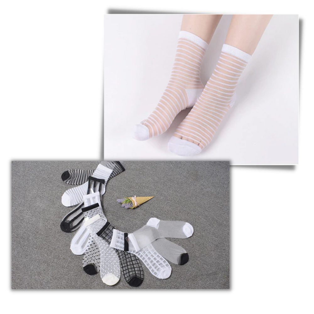 (10 Pares) Calcetines de moda transparentes para mujer - Ozerty