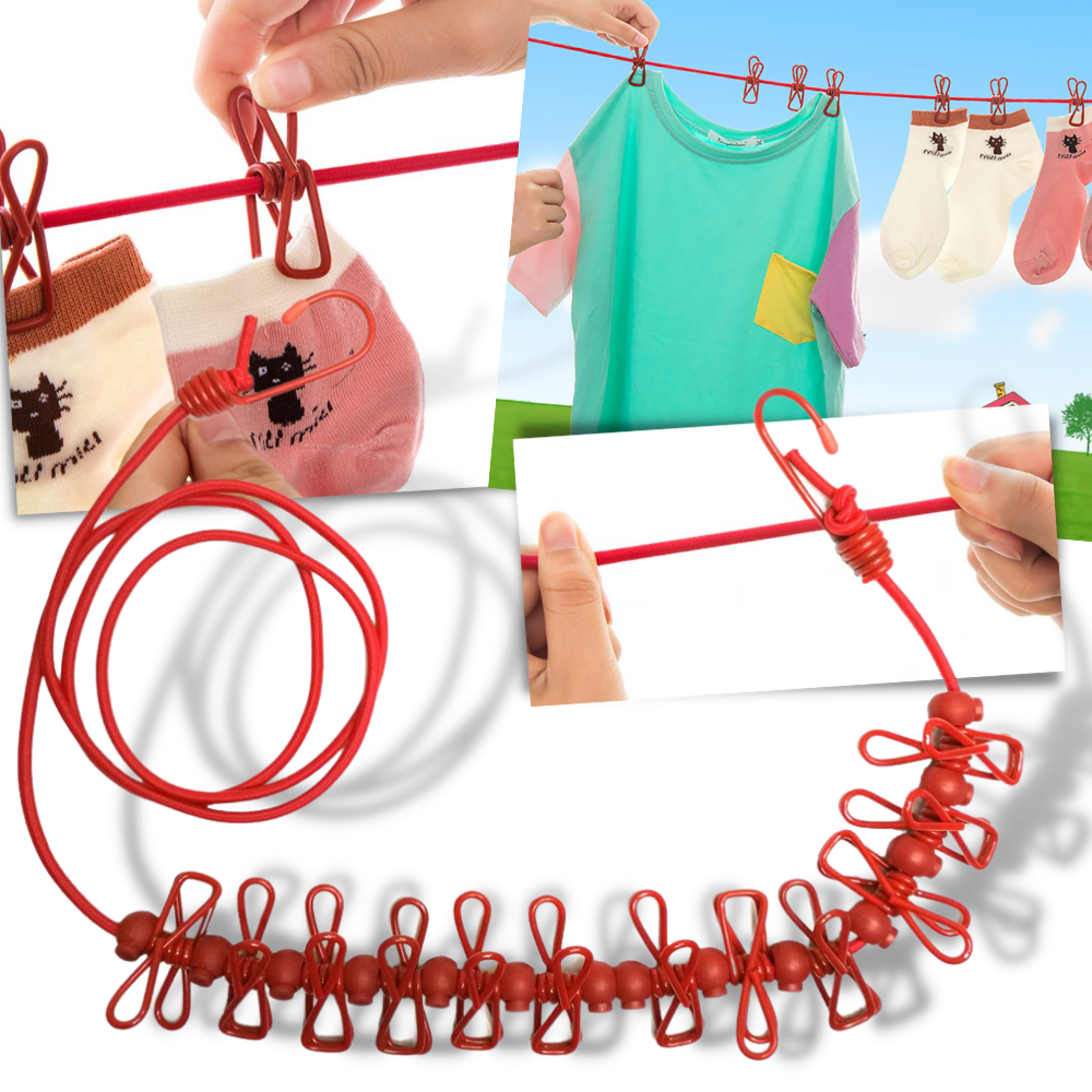 Tendedero de camping extensible de 4m con pinzas - Ozerty