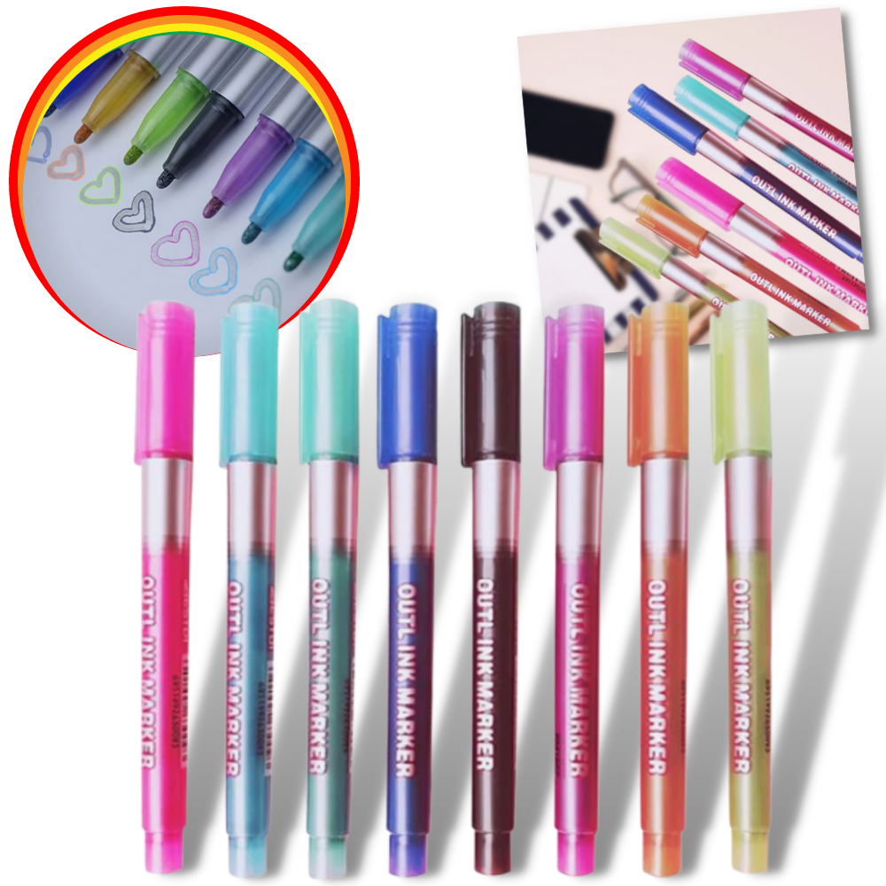 Juego de 8 rotuladores de doble línea - Ozerty