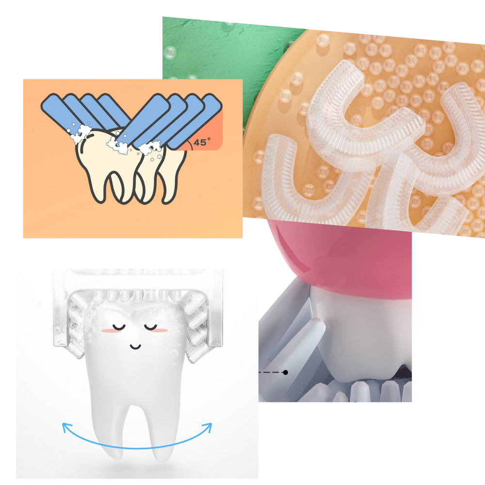 Cepillo de dientes eléctrico en forma de U para niños