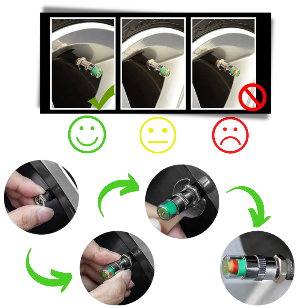 Paquete de 4 sensores de presión de los neumáticos del coche - Ozerty