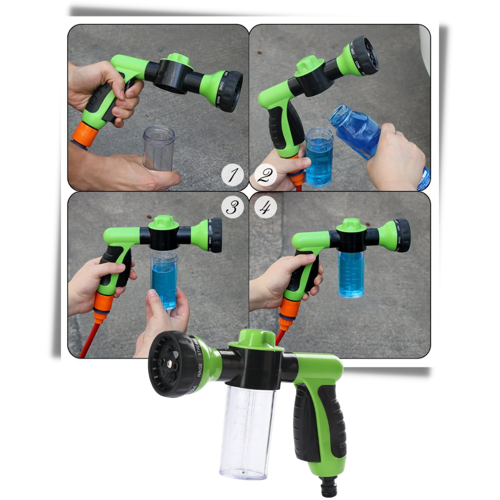 Cabezal de manguera de alta presión y dispensador de jabón - Ozerty