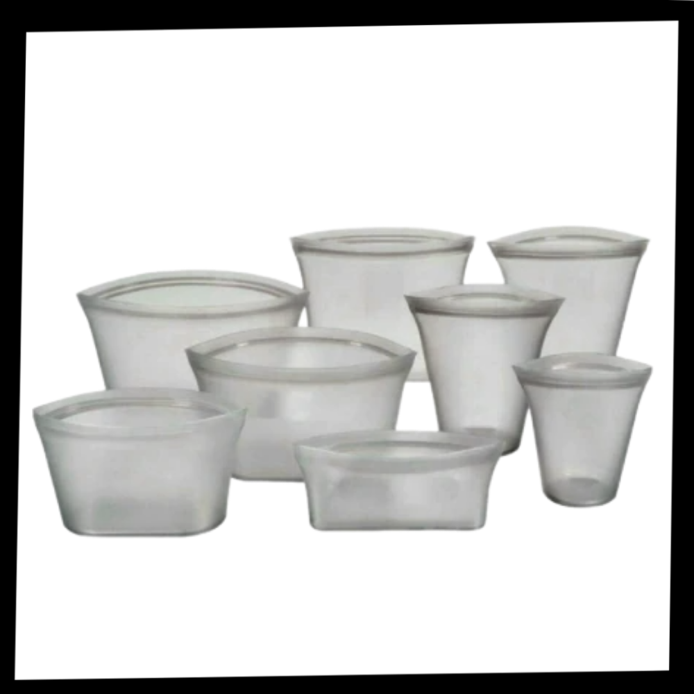 Paquete de 8 bolsas de silicona reutilizables para alimentos - Ozerty