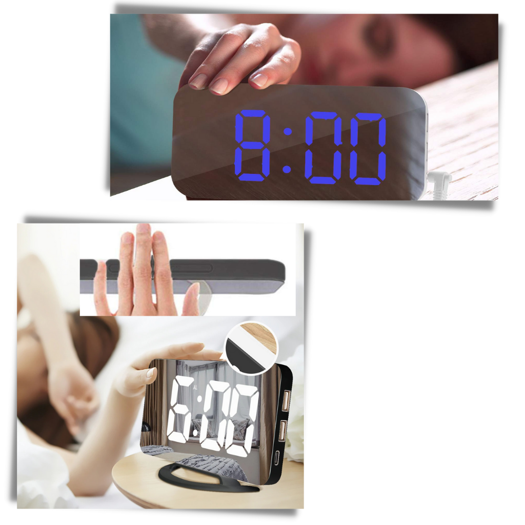 Reloj digital multifuncional con espejo - Ozerty