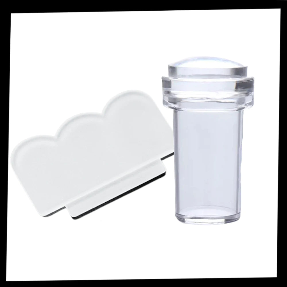 Kit de silicona para estampar nail art con raspador - Ozerty