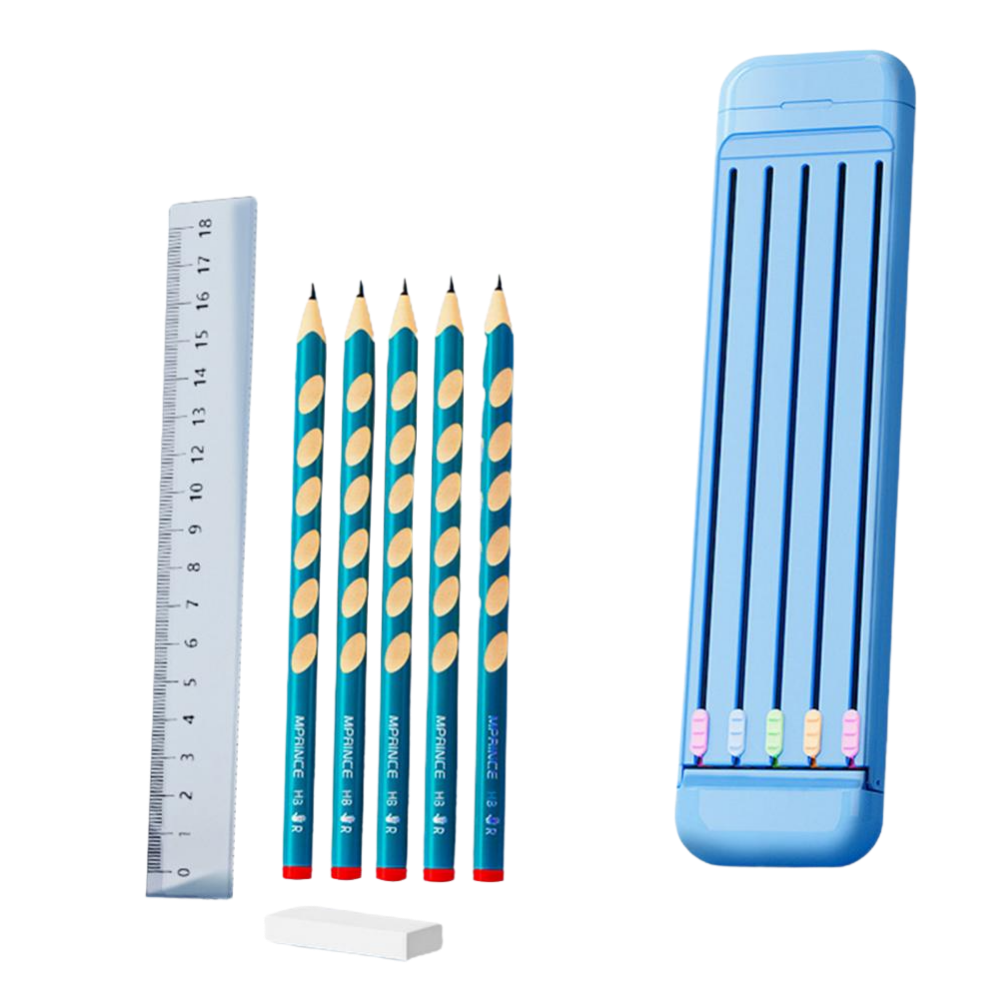 Estuche rígido con lápices y regla - Ozerty