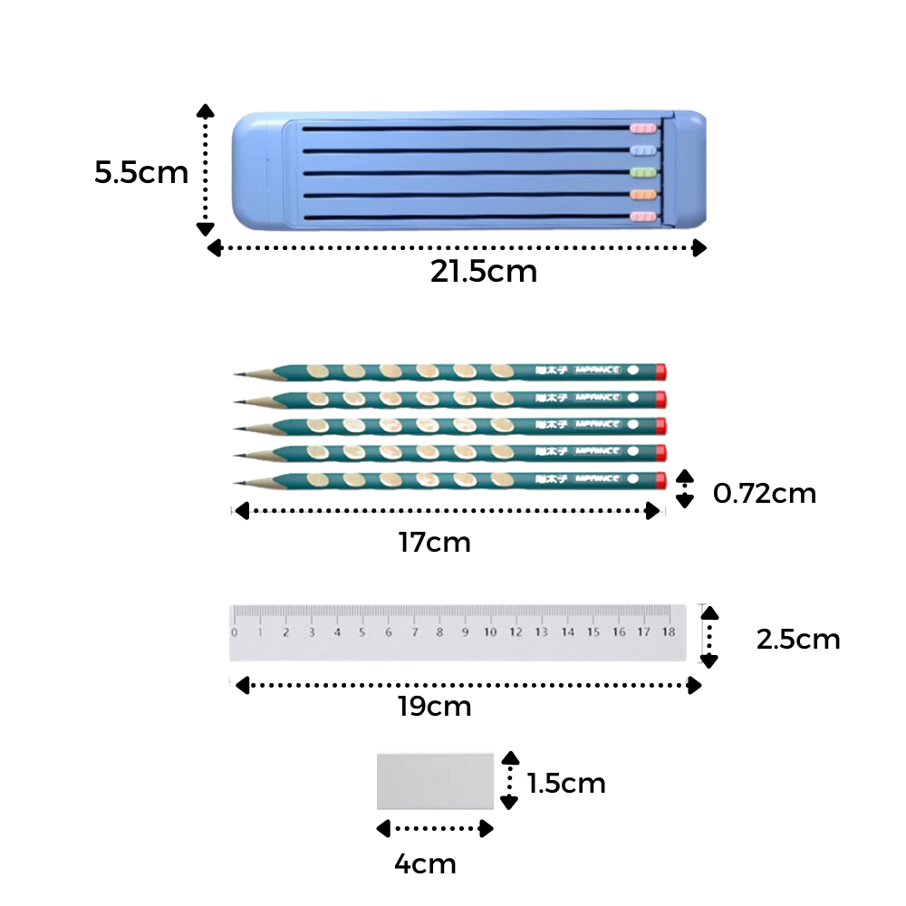Estuche rígido con lápices y regla - Ozerty