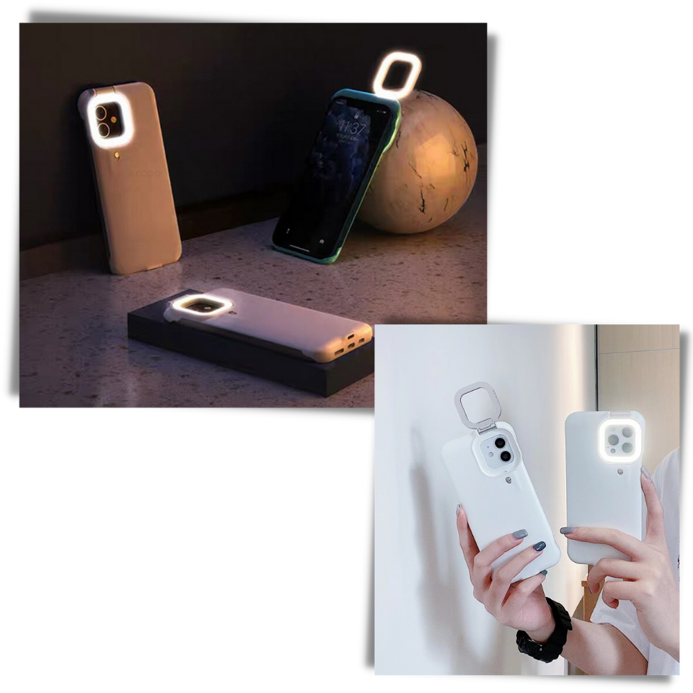 Funda de teléfono con luz de anillo LED - Ozerty