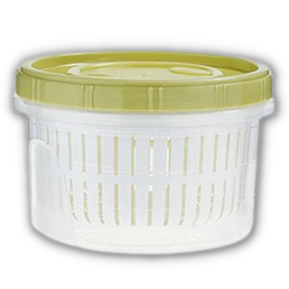 Recipiente apilable para alimentos con escurridor