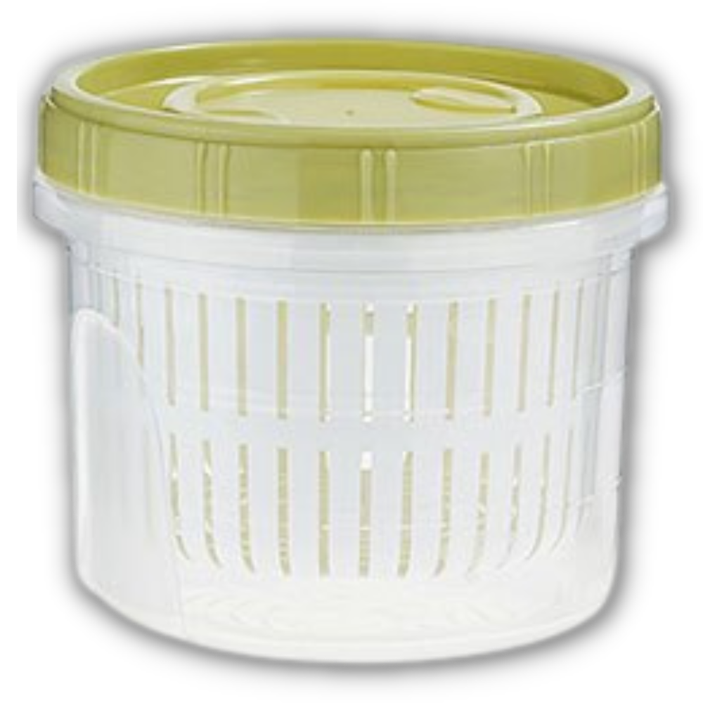 Recipiente apilable para alimentos con escurridor
