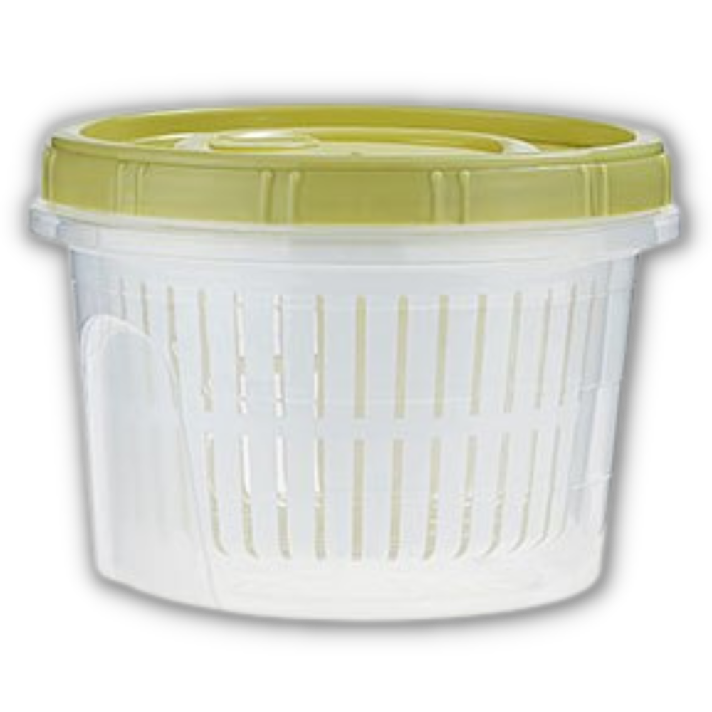 Recipiente apilable para alimentos con escurridor
