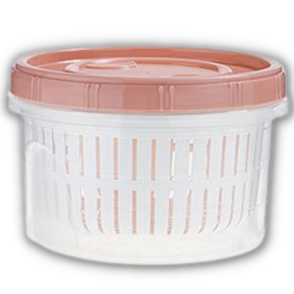 Recipiente apilable para alimentos con escurridor