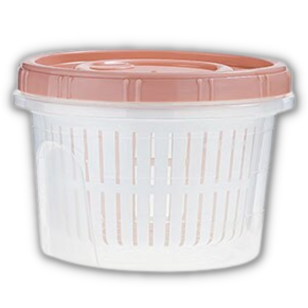 Recipiente apilable para alimentos con escurridor