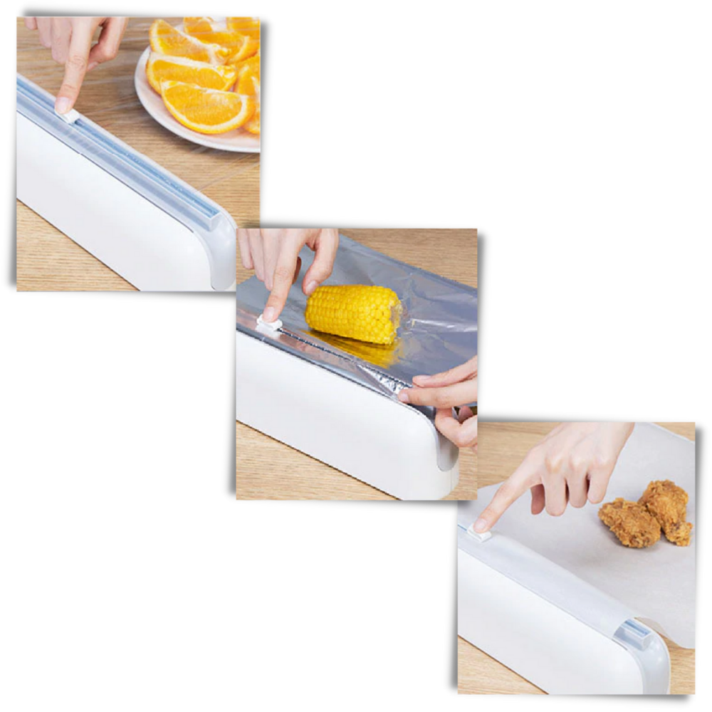 Dispensador y cortador de plástico para envolver alimentos - Ozerty