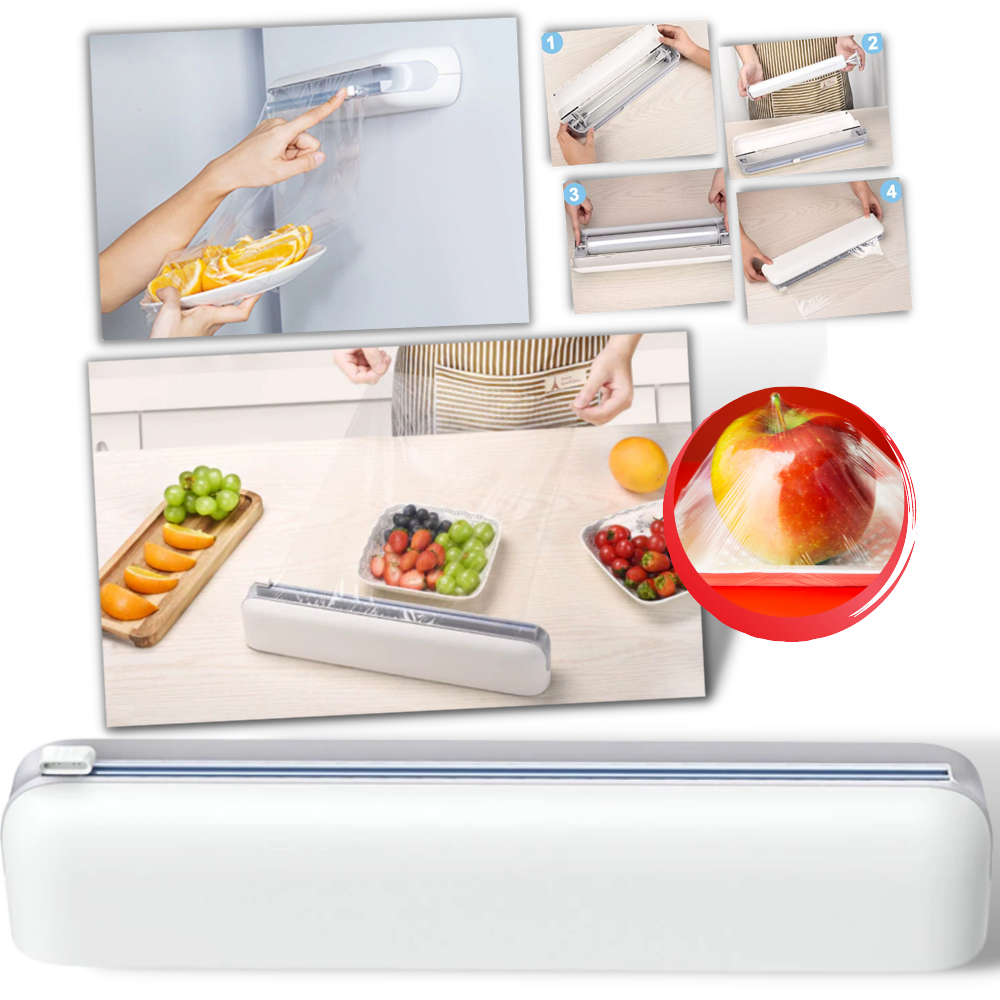 Dispensador y cortador de plástico para envolver alimentos - Ozerty