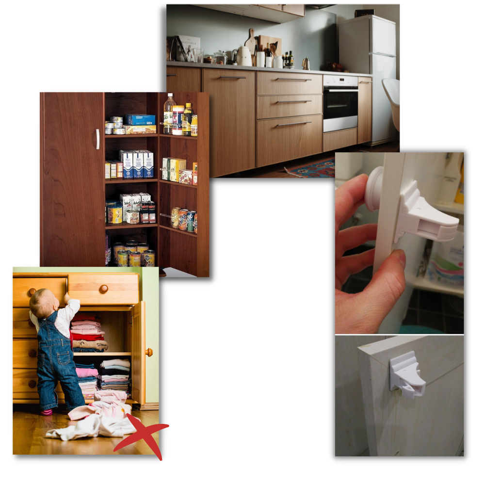 Paquete de 4 cerraduras magnéticas para armarios de seguridad para niños - Ozerty