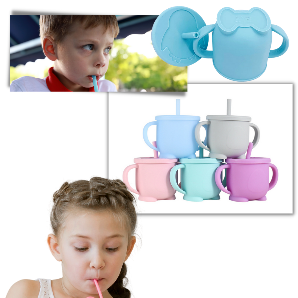 Vaso de silicona para bebés con pajilla - Ozerty