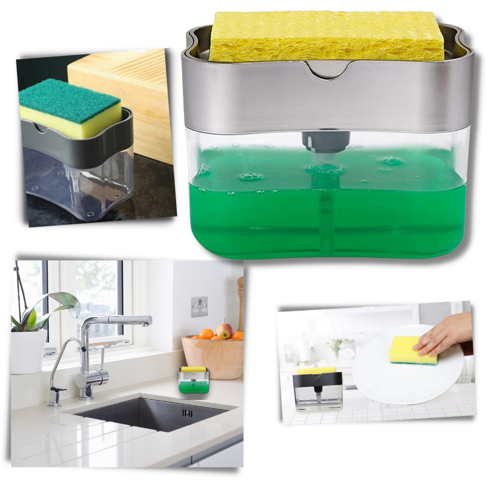 Dispensador de detergente de cocina con soporte para esponjas - Ozerty