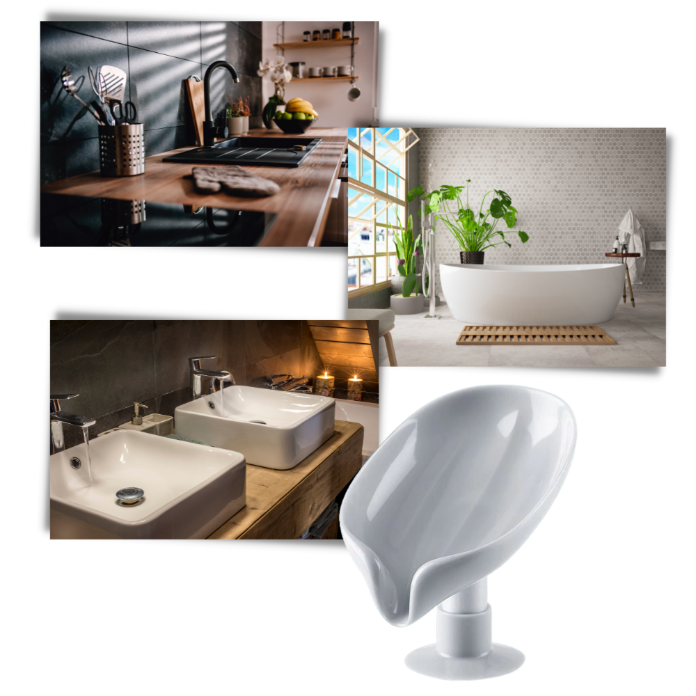 Jabonera en forma de hoja con desagüe - Ozerty