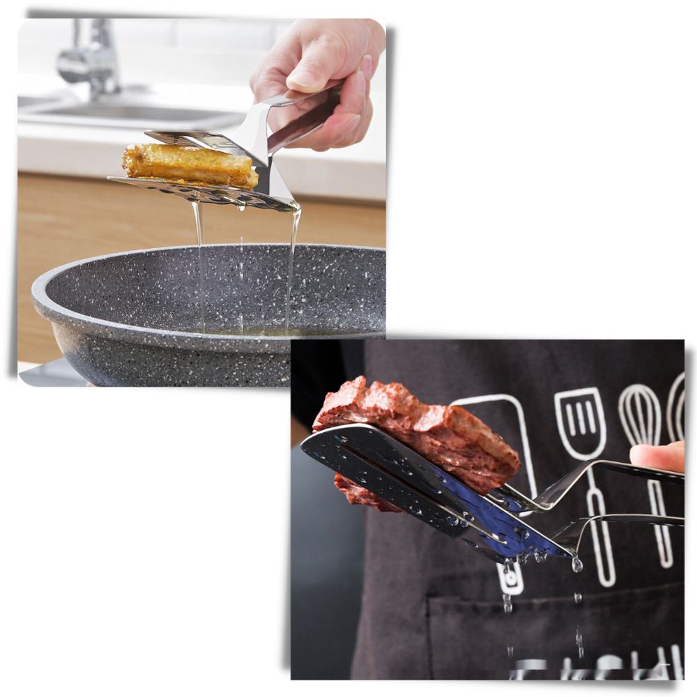 Espátula y pinzas de acero inoxidable - Ozerty