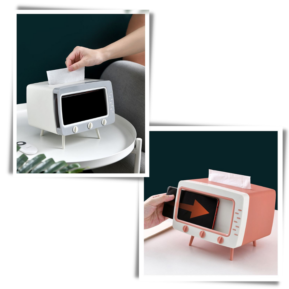 Dispensador de pañuelos con soporte para teléfono - Ozerty