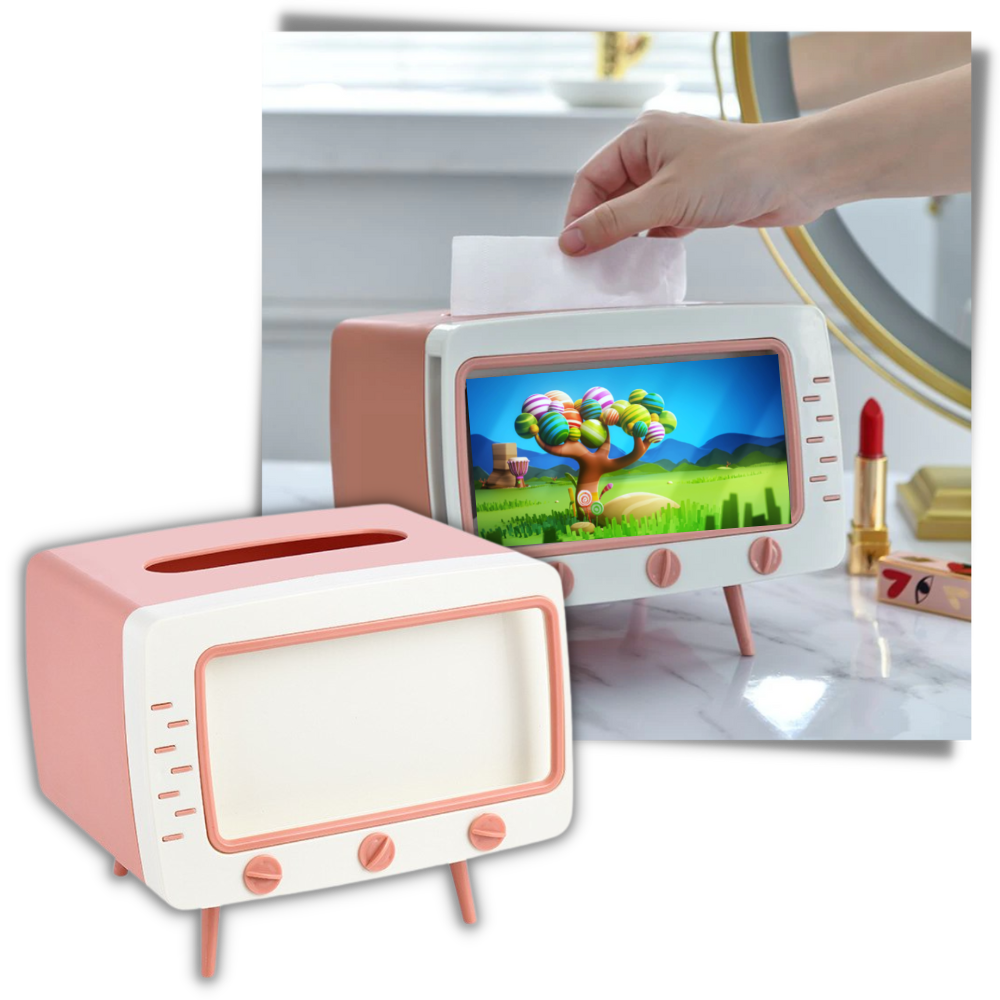 Dispensador de pañuelos con soporte para teléfono - Ozerty