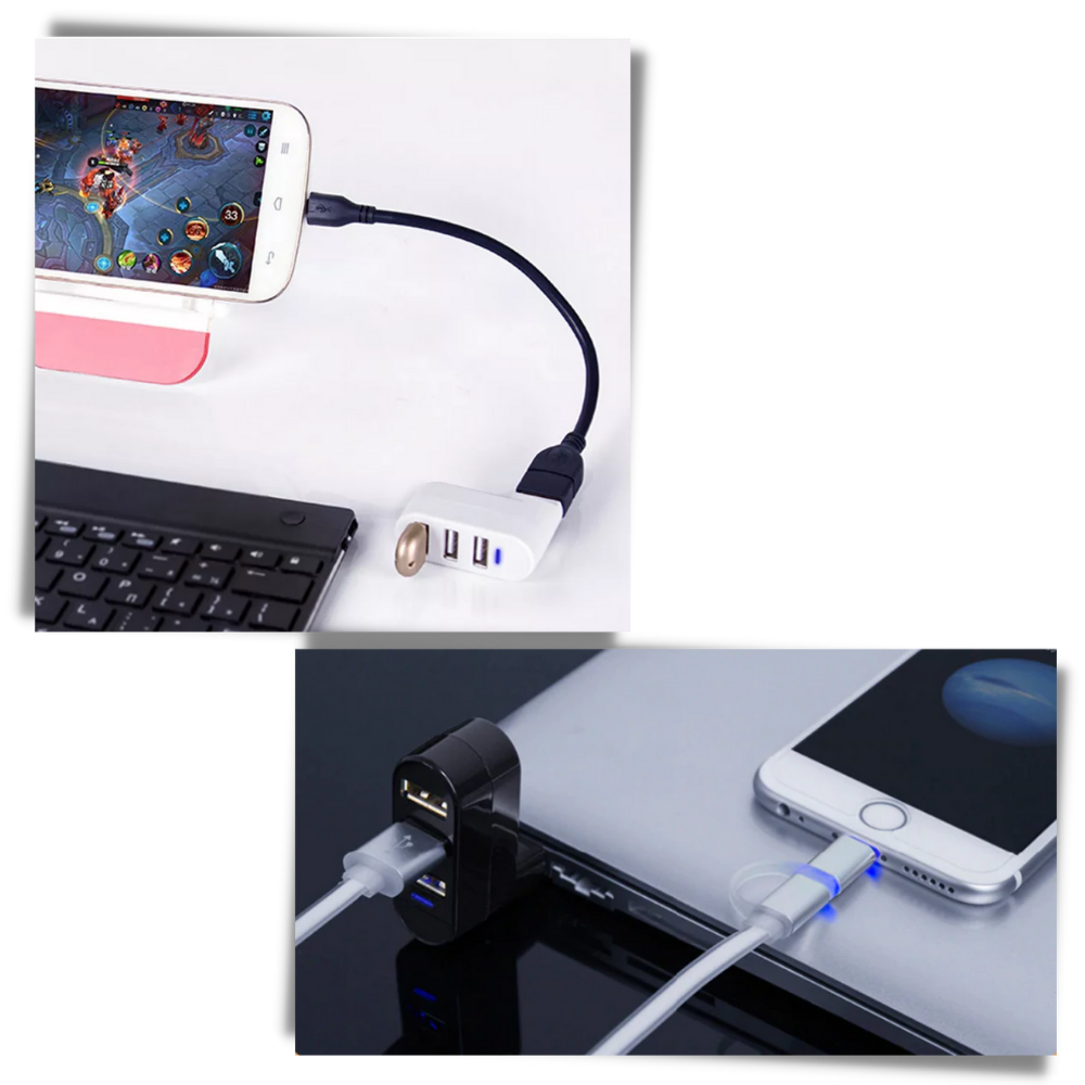 Adaptador giratorio usb multipuerto - Ozerty