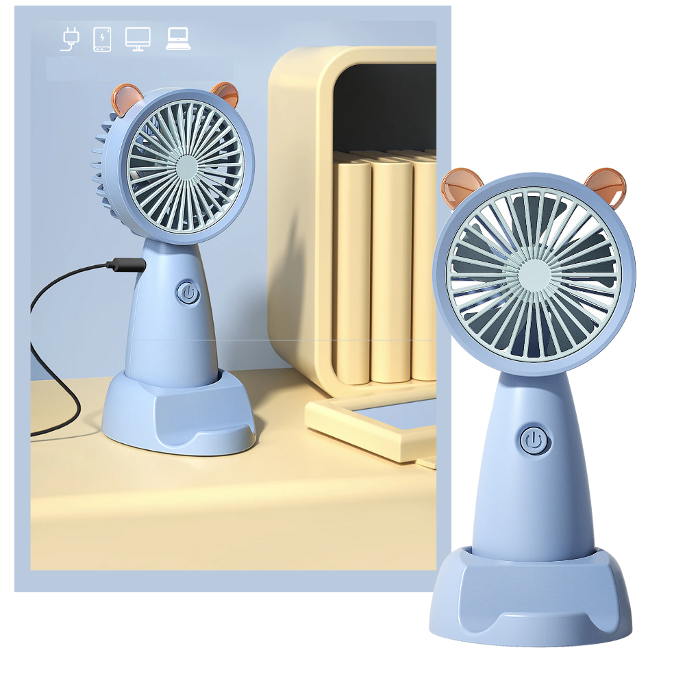 Mini ventilador usb con soporte para teléfono - Ozerty