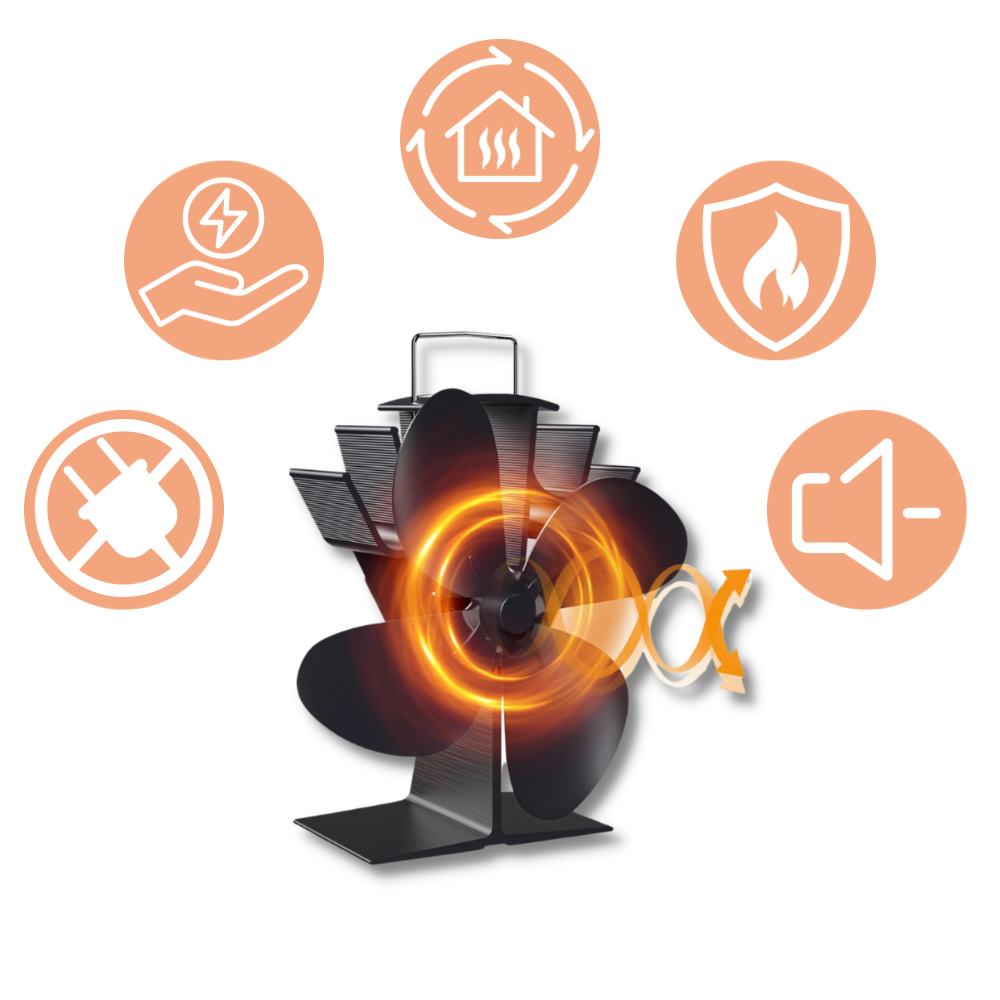 Ventilador térmico de 4 aspas para estufas y chimeneas
- Ozerty