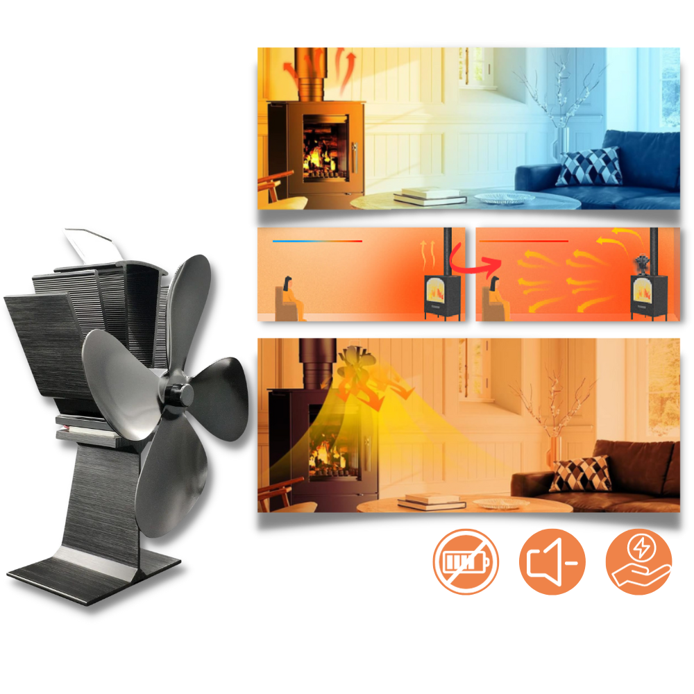 Ventilador térmico de 4 aspas para estufas y chimeneas
- Ozerty