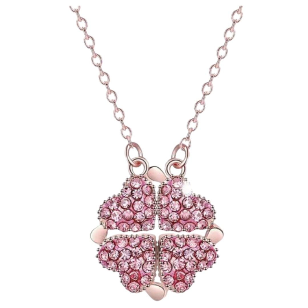 Collar Corazón Trébol 4 Hojas Ajustable - Ozerty