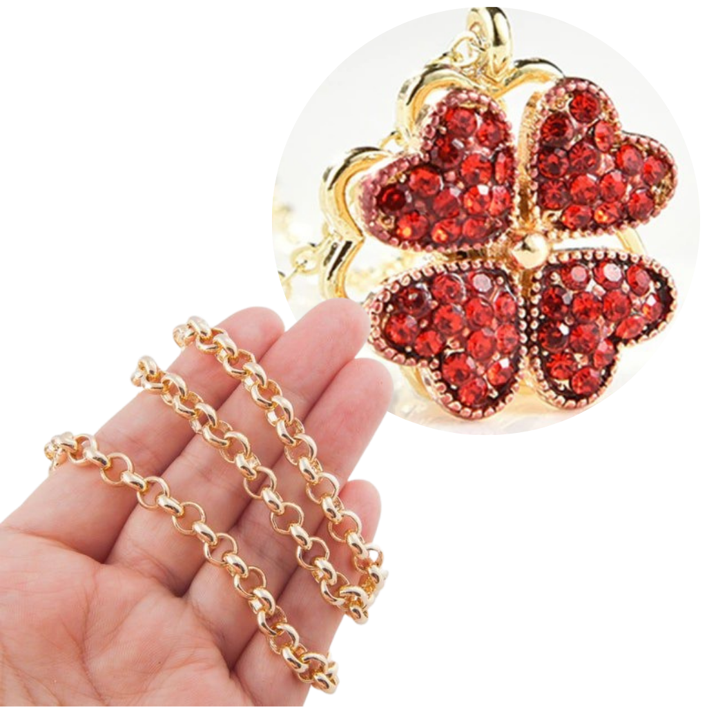 Collar Corazón Trébol 4 Hojas Ajustable - Ozerty