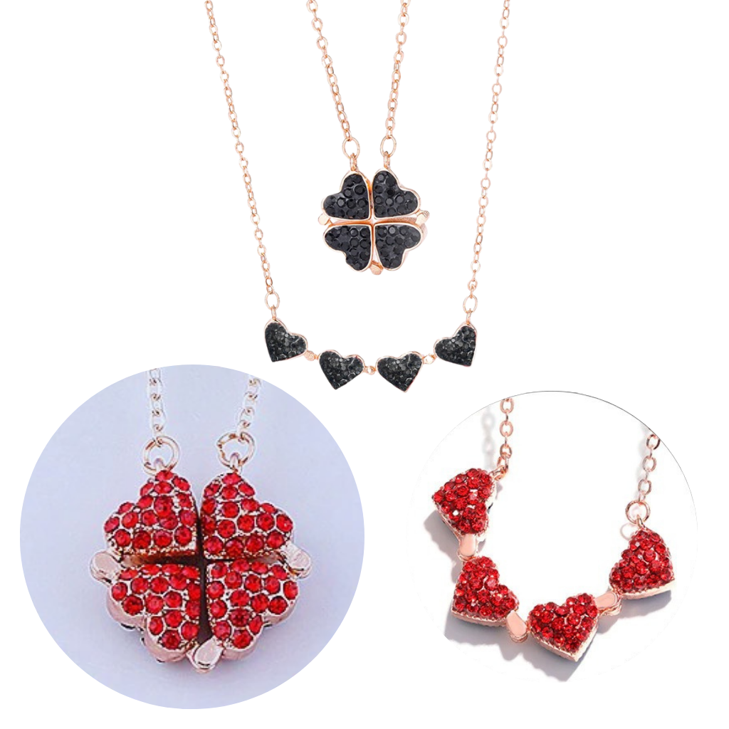 Collar Corazón Trébol 4 Hojas Ajustable - Ozerty