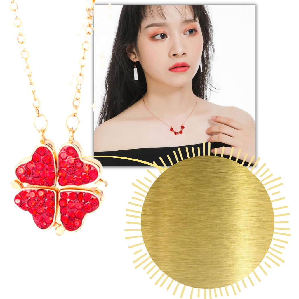 Collar Corazón Trébol 4 Hojas Ajustable - Ozerty