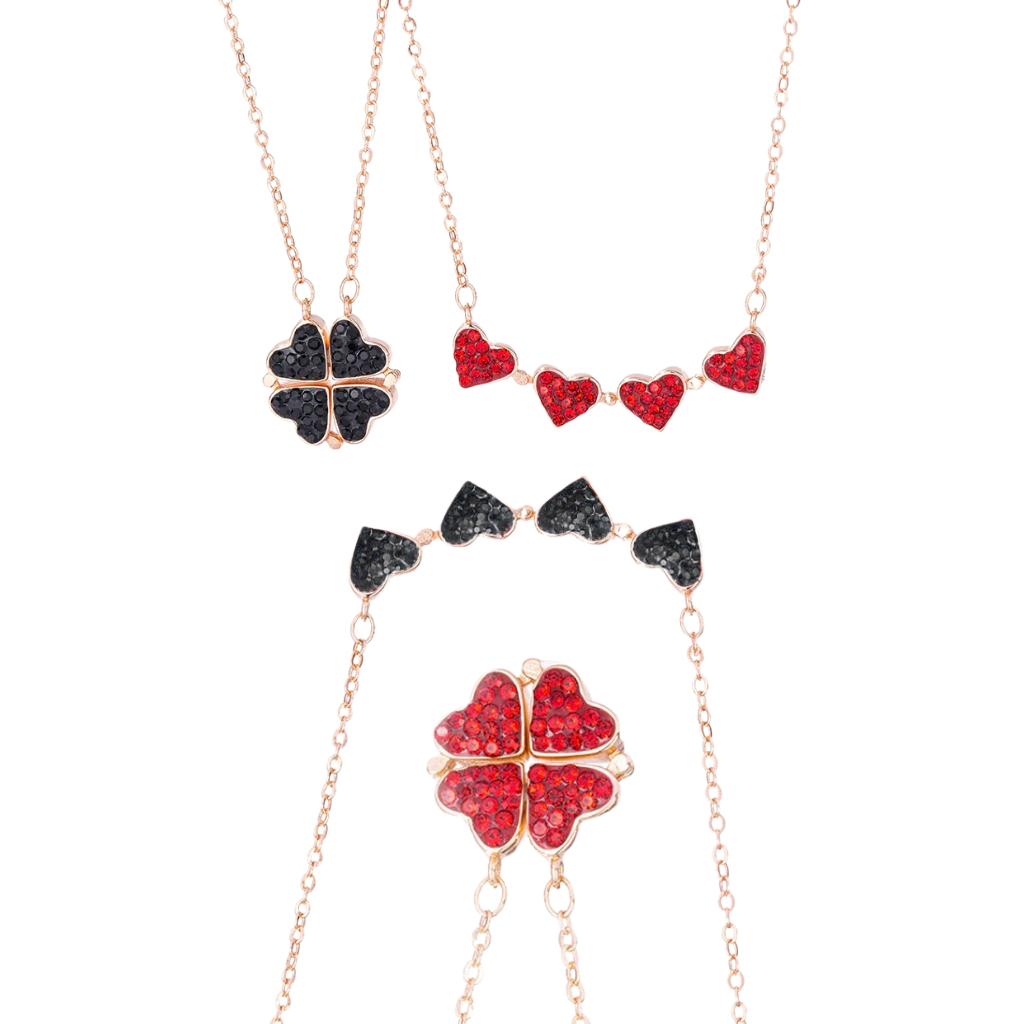 Collar Corazón Trébol 4 Hojas Ajustable - Ozerty