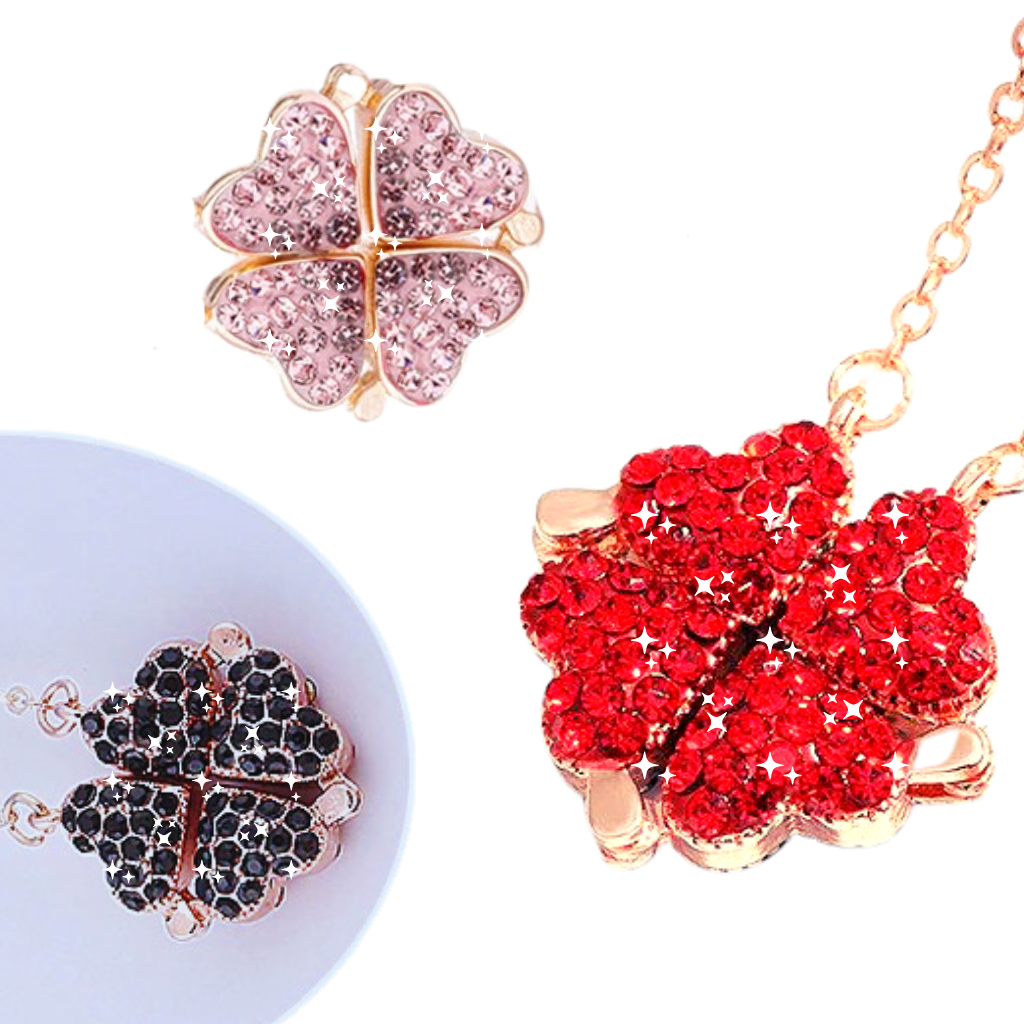 Collar Corazón Trébol 4 Hojas Ajustable - Ozerty