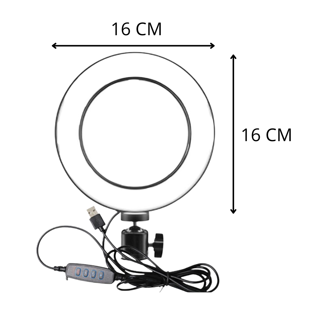 Aro de luz LED 16 cm con tripode