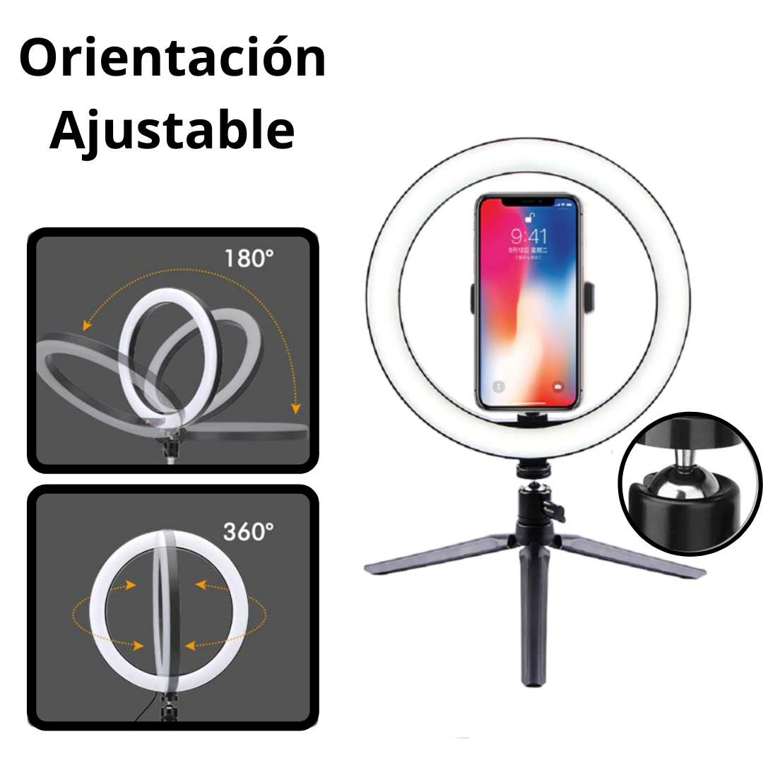 Aro de luz LED 16 cm con tripode