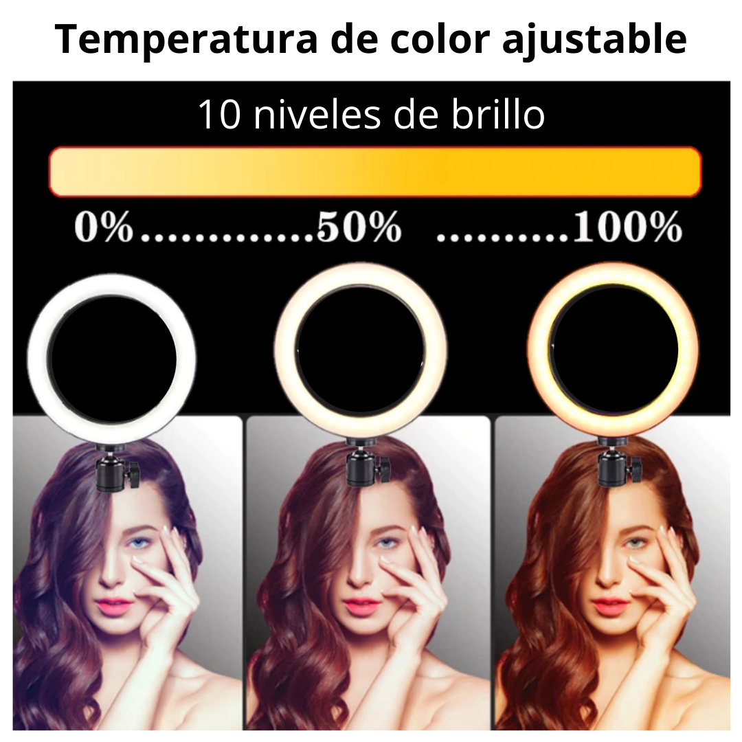 Aro de luz LED 16 cm con tripode