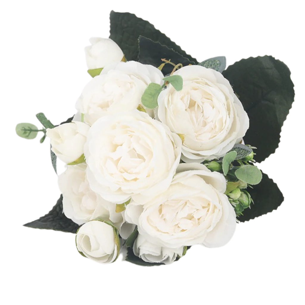 Ramo de flores de seda artificial de peonías y rosas