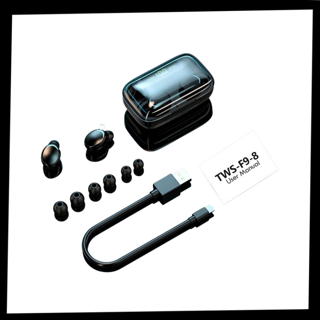 Auriculares Bluetooth con caja de baterías de carga - Ozerty