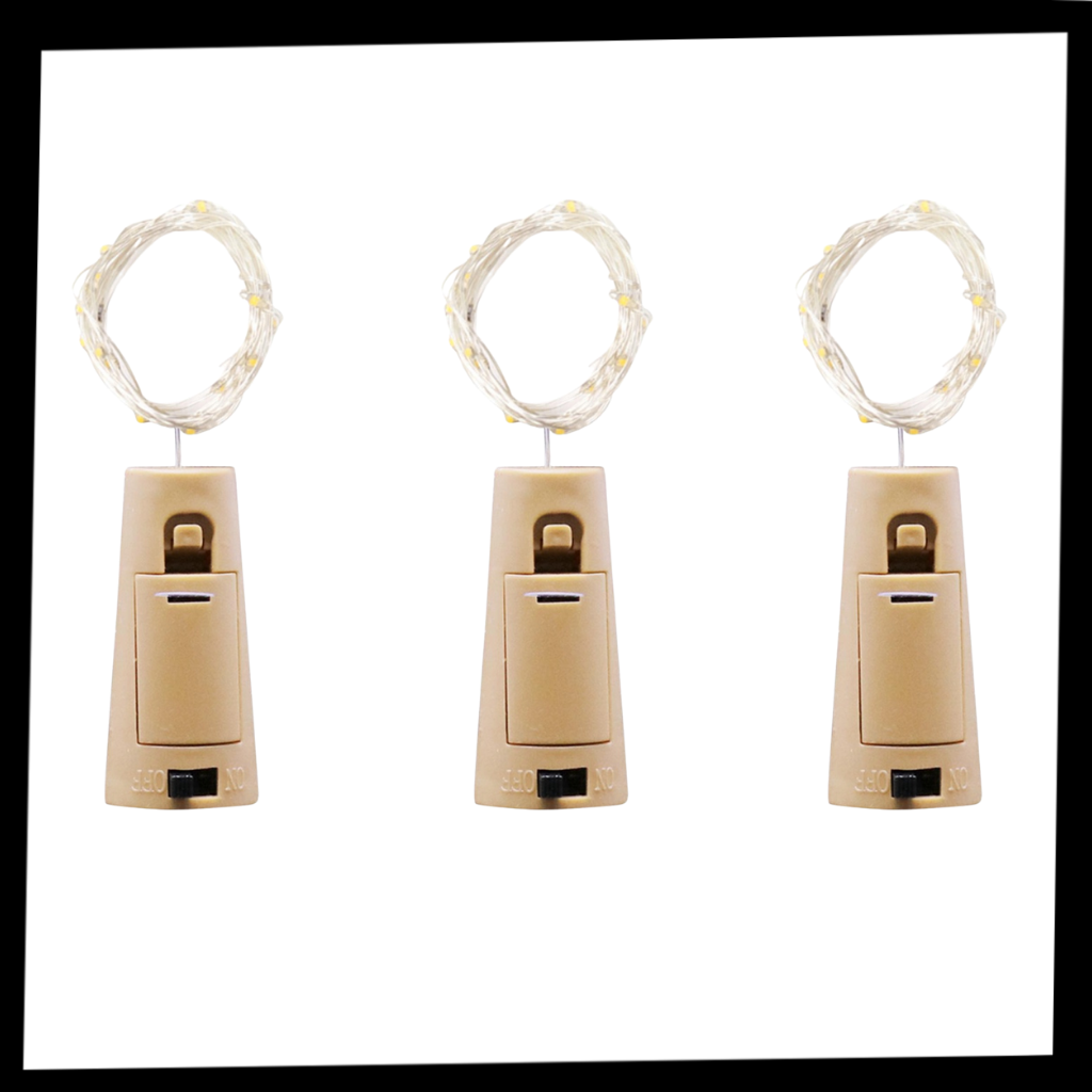 Lámpara LED en forma de botella con corcho (paquete de 3) - Ozerty