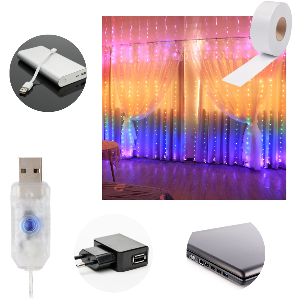 Cortina de luces de hadas con mando a distancia - Ozerty